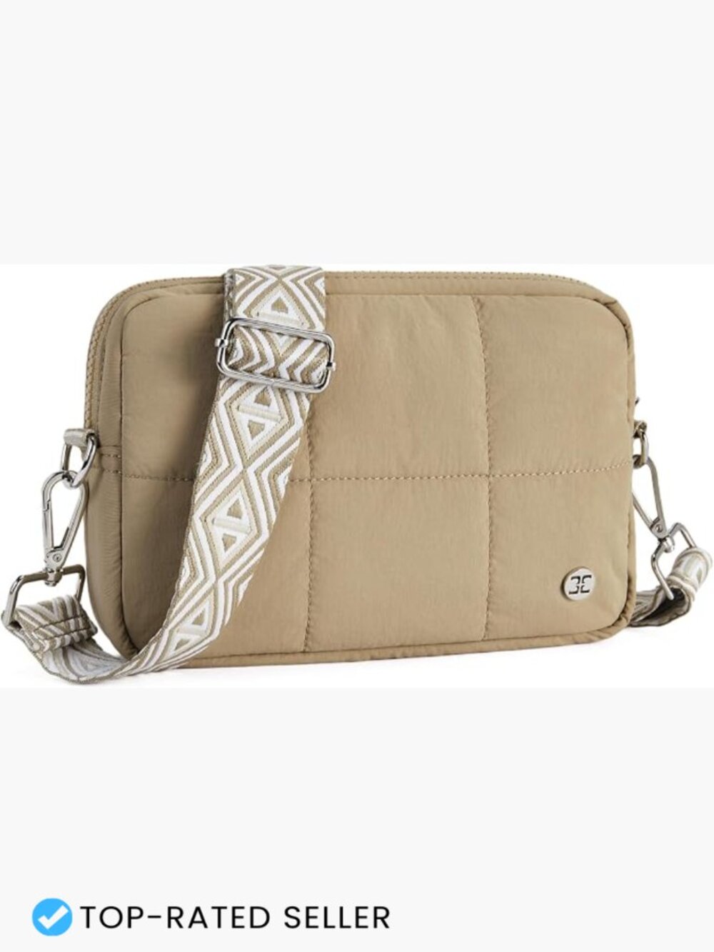 Quilted Crossbody Bag Lightweight Water Resistant Adjustable Strap Chic